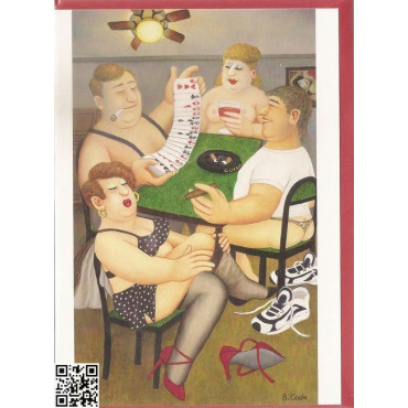 edle Gross-Karte mit rotem Umschlag "Strip-Bridge mit Zigarre"